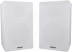Rockville Pair RockShelf 64W V2 400w White 6.5" Bookshelf Speakers, 4 Ohm, Kevlar Woofer, Silk Dome Tweeter, Wall-Mountable, for Home Theater and Stereo Audio