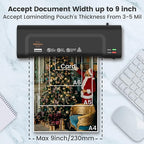 VidaTeco Laminator Machine 9-inch Thermal Cold Laminator with Laminating Sheets 20 pcs,Laminating Machine with 2-Min Faster Preheat,Personal Lamination with Patented Roller for Teacher(Black)
