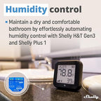 Shelly H&T Gen3 Black | Wi-Fi and Bluetooth Smart Temperature & Humidity Sensor with Remote App Control & Monitoring | Smart Scenes | Notification Alerts | LCD Display | Free Data Storage Export