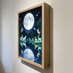 URVIP LED Glowing Photo Frame, 3D Starry-Sky Moon Animal Wall Art, 9x12 Inches Dimmable Light Up Light Painting for Bedroom, Unique Aesthetic Decor, Great Birthday Gift for Women Men