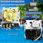 T101R Mechanical Timer Switch, 208–277 VAC 40 Amp,Pool Pump Switch, 24 Hour 12 ON/Off for Pump, Heavy Duty Pool Timers Outdoor, Timer for Pump Lights HVAC Systems, 5 Years Warranty