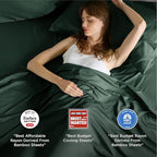 Bedsure Queen Sheet Set, Rayon Derived from Bamboo, Cooling Sheets, Breathable & Soft, Deep Pocket Up to 16 Inches, Hotel Luxury Silky Bedding for Hot Sleepers, Forest Green