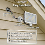 NUWATT 30W LED Flood Light, 3CCT 3000K/4000K/5000K Selectable, IP65 Waterproof Lighting, Adjustable Knuckle Mount, 4200LM, 0-10V Dimmable, 120-277V, Outdoor Security Floodlight for Yard, White, UL
