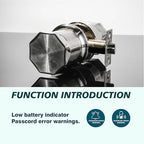 Smart Door Knob with Keypad and Key, Digital Door Lock with Keypad,Keyless Entry Door Lock,Electronic Door Lock with Handle for Home Bedroom Apartment Garage Office Security,Silver