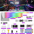 New Version Acrylic Car Dreamcolor Ambient Lighting Kit 14 in 1 LED Interior Car Strip Lights APP Control Zoned Control System 252 Color Modes DIY Neon Wireless Sound Activated RGB Light Bar
