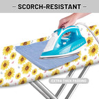 Extra Thick Ironing Board Cover and Pad, Summer Sunflowers 15x54 Ironing Board Cover, Resist Scorching and Staining,Elastic Edges,Farmhouse Spring Summer Yellow Flowers Butterfly