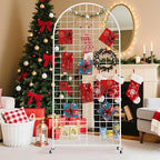 VGMiu Grid Wall Panel 1PCS Display Stand 2.6' x 5.8' FT White Grid Wall Panels Movable Retail Display Racks Floorstanding Gridwall Heavy Duty with Wheel for Art Craft Photo Displays Fair Trade Show