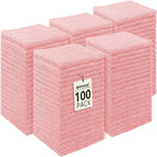 UNIMADE Washcloths Bulk - 100 Pack - Face Towels (12" x 12"), Highly Soft Wash Cloths and Hand Towels, Fast Drying Multi-Purpose Microfiber Cleansing Cloths for Bathroom, Hotel, Spa, and Salon - Pink