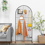 VGMiu Grid Wall Panel 1PCS Display Stand 2.6' x 5.8' FT Black Grid Wall Panels Movable Retail Display Racks Floorstanding Gridwall Heavy Duty with Wheel for Art Craft Photo Displays Fair Trade Show