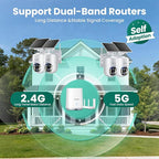 SOLIOM- 5MP Security Cameras Wireless Outdoor, No Subscription,4-Cam Pack, Solar Powered Home Security Camera with 360° Auto Tracking, Pan & Tilt, 3K Color Night Vision,5G & 2.4G Router Compatible