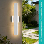 Tarentlight 2 Pack LED Outdoor Wall Lights Dimmable,20W 3000K,21.9" Modern Textured White Outdoor Wall Sconce, IP65 Waterproof, Linear Exterior Wall Light for Entrance, Hallway, Garage, Porch