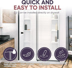 White Acrylic Shower Wall Surround 36"x 60"x 80" - Waterproof, Easy-to-Install, Two Shelf Units Kit Included - Shower Wall Surround Panels - Stacked Tiles Pattern, Classic Shelves