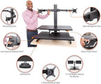 Stand Steady Techtonic Electric Standing Desk Converter wIth Dual Monitor Mount, 2 Screen Support, Quiet Sit-Stand Desk with Button Control, Keyboard Tray, Ideal for Gaming & Computer Work (Black)