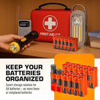 Storacell AA-12 Battery Storage Caddy and Dispenser (Pack of 2), Orange, Holds 12 AA Batteries (Not Included), Durable & Compact Design, The Original Battery Caddy, Made in The USA