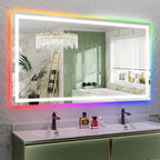 YEELAIT 72x40 Inch RGB LED Bathroom Mirror Front Light and RGB Backlit Lighted Vanity Mirror for Bathroom Wall Mounted Dimmable Anti Fog Memory Shatter-Proof IP54 Waterproof Horizontal/Vertical