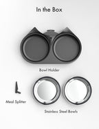PETLIBRO Pet Food Splitter with Stainless Steel Bowls, Automatic Cat Feeder Bowls for Two Cats or Dogs, Suitable for PETLIBRO Automatic Cat Feeder PLAF005, PLAF006, PLAF103, PLAF203 Black