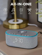 Odokee Wireless Charging Alarm Clock Radio: Qi Certified Fast Wireless Charger for iPhone Samsung - 10W Stereo Bluetooth Speaker - Dimmable Digital Clock with FM Radio for Bedroom Gray