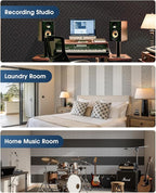 Woovio Sound Proof Foam Panels for Walls, 18 Pack Self-Adhesive Acoustic Panels, 12" X 12" X 0.4" Soundproof Wall Panels for Door, Ceiling, Home Office White