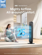 Dreo Tower Fan for Bedroom, Smart Oscillating Quiet Floor Fans, Standing Bladeless Fan with Remote and WiFi Voice Control, 4 Modes, 4 Speeds, 8H Timer, 28dB, Works with Alexa/Google