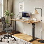 Agilestic Electric Standing Desk, 55 x 24 Inches Height Adjustable Desk, Sit Stand up for Work Office Home, Ergonomic Rising Computer Table with Memory Preset, Rustic Brown