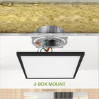 ASD LED 12" Square Flush Mount Ceiling Light Fixture, Low Profile Surface Lighting | 5CCT, Dimmable, Ultra-Thin, ETL Listed | 24W 1700LM 2700-6000K 120V | Kitchen, Hallway Lamp | Black, 4 Pack