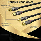 RCA Cable 3 FT, 2RCA to 2RCA Stereo Audio Cable, 【Zinc Alloy Shells, Oxygen-Free Copper, Gold-Plated Plugs】2 RCA Audio Adapter Cord, for Home Theater, HDTV, Amplifier, Hi-Fi System, Car, Speaker