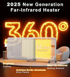Landeagle Convection Infrared Space Heaters for Large Room, 1500W Electric Heater with Thermostat, 24H Timer,360° Whole-Room Heating, Heaters with Tip-over & Overheat Protection for Indoor Use(32IN)