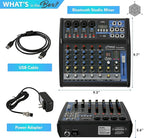 Pyle Professional 6 Channel Audio Mixer with Bluetooth - DJ Sound Board - USB Computer Input - Built-in MP3 Player - 48V Phantom Power - 3 Band EQ - 16-Bit DSP FX - Band, Studio Ready - PMXU63BT