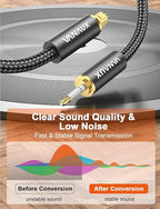 VANAUX Toslink to Mini Toslink Optical Audio Cable 24K Gold-Plated Digital S/PDIF Fiber Optic Cables for Home Theater, Sound Bar,TVs/Amplifiers/Hi-Fi Systems (Mini Toslink to Toslink, 5ft/1.5m)