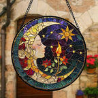 DASTOLL Stained Glass Window Hanging, Moon Goddess Torch Suncatcher Diamond Glass Panel Hangings Dream Sun Catchers Decor for Birthday for Women, Men, Wife, Aunt, and Mom 7.8 in