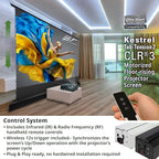 Elite Screens Kestrel Tab-Tension 2 CLR3, 121" 16:9, Ultra-Short Throw Ceiling Ambient Light Rejecting (CLR/ALR) Electric Floor-Rising Motorized Front Projector Screen, Black Casing, FTE121UH3-CLR3
