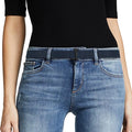 JASGOOD Women No Show Stretch Belt Elastic Web Strap Belt with Flat Buckle for Jeans Pants Dresses