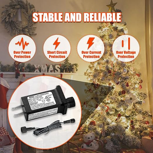 12V 1A LED Controller with Extension Cord, Replacement Model JT-DC120V1000-F Class 2 Power Supply Ip44 Low Voltage Transformer for Christmas String Light Inflatable Decorations