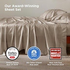 Bedsure California King Sheet Sets, Cooling Sheets, Rayon Derived from Bamboo, Deep Pocket Up to 16", Breathable & Soft Bed Sheets, Hotel Luxury Silky Bedding Sheets & Pillowcases, Simply Taupe