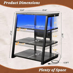 Armocity 4-Tier AV Media Stand with Power Strips, Stereo Stand with LED Lights, Rack Audio Tower with Adjustable Shelves, Small Entertainment Center, 30'', Grey Oak