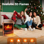 FLAME&SHADE Portable Electric Fireplace Heater for Indoor Use, Fire Place Heaters with 3D LED Flame, Overheat and Tilt Protection, Space Heater Small Fireplace for Home Office Decoration, Oak