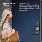 Lockly Visage Zeno Series Smart Lock, Facial Recognition & Fingerprint Keyless Entry Door Lock, Built-in Wi-Fi Deadbolt with Apple Home Key, PIN Genie Keypad, App Remote Control, Easy Installation
