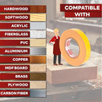 XFasten Bulk Double Sided Woodworking Tape 1-inch 1,296-Feet Total (12-Pack) Residue-Free Woodworking Tool for CNC Routing Machine, Removable Double Sided Tape for Woodworking Router Template