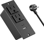 Conference Recessed Power Strip,20W USB C Fast Charging,Furniture Recessed Outlet,2 Outlets,2 USB Ports Table Power Strip,Flush Mount Power Strip for Side Table,6ft Cord,Flat Plug