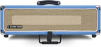 Sound Town Vintage 2U Amp Rack Case, 12.5" Depth with Rubber Feet, Dust Cover, Kickstand, Beau Blue (STVRC-2BL)