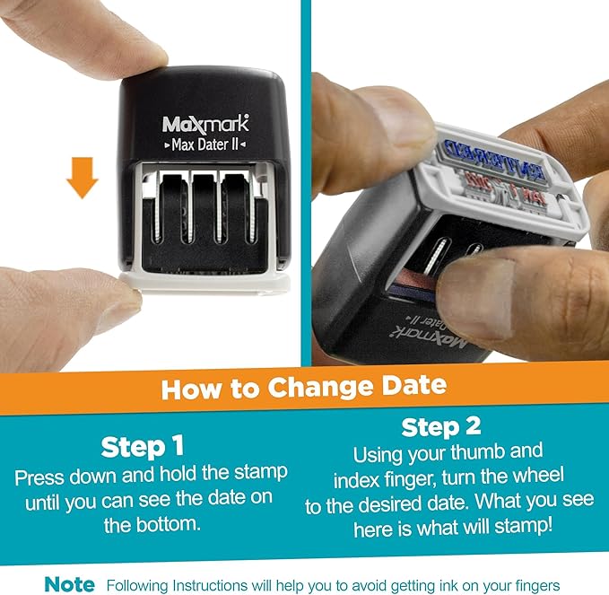 MaxMark Self-Inking Rubber Date Office Stamp with Paid Phrase & Date - Blue Ink (Max Dater II), 12-Year Band