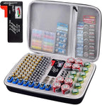 Battery Organizer Storage Holder Case Box with Tester Checker BT-168. Holds 225 Batteries AA AAA C D Cell 9V 3V Lithium (Yellow)