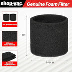 Shop-Vac 90304 Cartridge Filter and 90585 Foam Sleeve Filter, for Most Shop-Vac Wet/Dry Vacuum Cleaners 5 Gallon and Above, Brush Tool Included, Replace Parts # 9058500,9030400,9034400, 3 Pieces