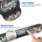 Keyboard Wrist Rest + Mouse Pad Wrist Support Set with Coasters, Chaos Coordinator Quotes Colored Floral Wreath Print Wrist Mouse Pad with Non-Slip PU Base for Home Office Working Studying