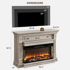 OKD 52 Inch Electric Fireplace with Mantel, Fireplace TV Stand with 36" 3-Sided Glass Electric Fireplace Heater for Living Room (Light Rustic Oak)
