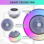 HUMHOLD 24" Bladeless Ceiling Fans with Lights and Remote/APP/Voice Control, Low Profile Ceiling Fan with RGB Lights, Enclosed Flush Mount Ceiling Fan for Kid's Bedroom/Living Room
