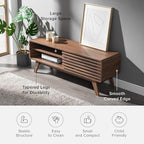mopio Ensley TV Stand, Mid Century Modern for 55/60/65 inch TV, Farmhouse TV Stand, Entertainment Center with Storage, TV and Media Console for Living Room (Walnut, 46")