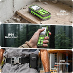 Huepar 330Ft Green Laser Measurement Tool with APP Control, Rechargeable Bluetooth Distance Meter ±1/16" High Accuracy, Angle Sensor, Multiple Modes, IP54 Waterproof Durable for Home & Construction