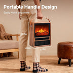 FLAME&SHADE Portable Electric Fireplace Heater for Indoor Use, Fire Place Heaters with 3D LED Flame, Overheat and Tilt Protection, Space Heater Small Fireplace for Home Office Decoration, Oak
