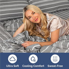 Twin XL Size 3 Piece Sheet Set - Comfy Breathable & Cooling Bed Sheets Set - Hotel Luxury Bedding for Women, Men, Kids, Teens, Boys & Girls - Deep Pockets and Wrinkle Free - Oeko-Tex - Grey Stripes 3